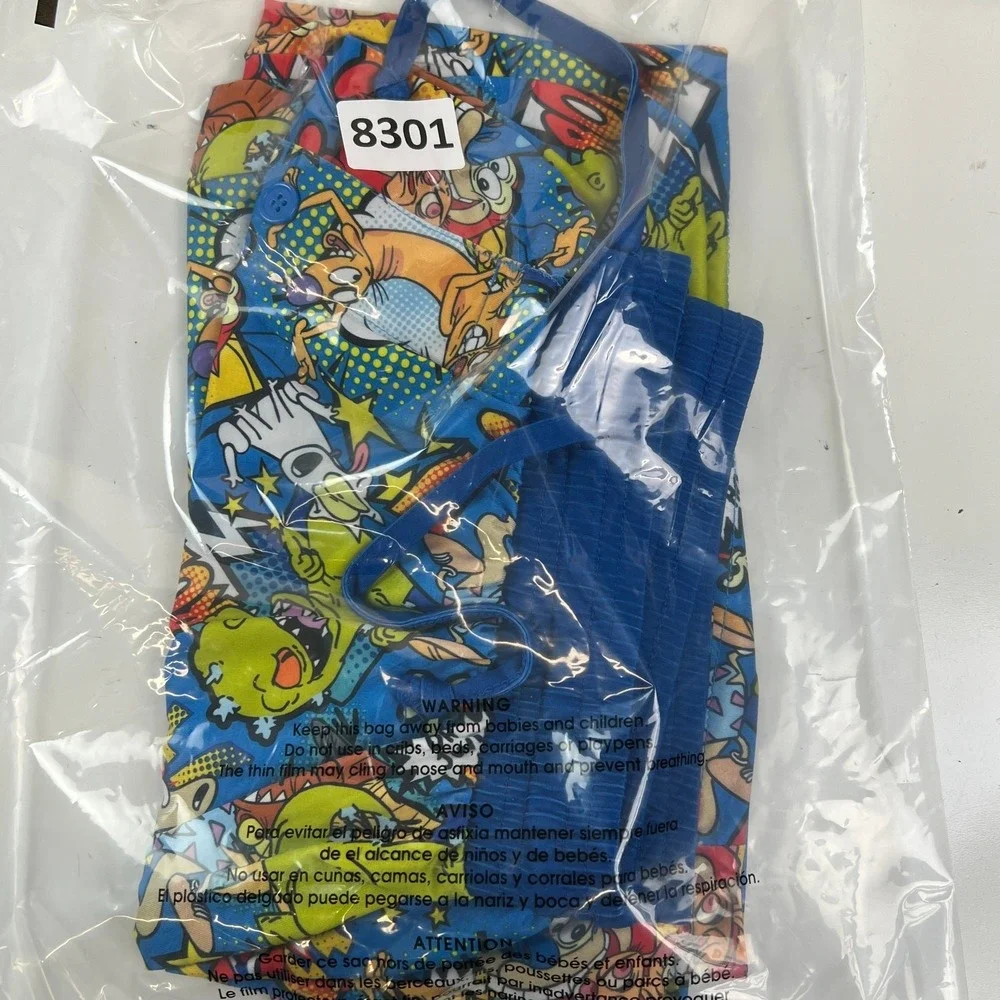 Ren & Stimpy Nickelodeon Happy Happy Joy Shorts‎ Pocket Drawstring Button XL